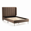 Upholstered bed frame with wooden slats and decorative headboard 200 x 160 x 100cm