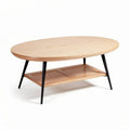 Oval coffee table with wooden top and metal legs 120 x 60 x 45cm