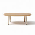 Oak coffee table with round top and metal legs 120 x 80 x 40cm