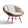 Fabric lounge chair with a wood frame and metal legs 75 x 75 x 80cm