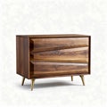 Walnut wood dresser with three drawers and golden legs 80 x 40 x 75cm