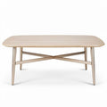 Rectangular wooden coffee table with metal legs 120 x 80 x 45cm in light oak finish