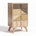 Modern wooden dresser with five drawers in natural wood finish 40 x 30 x 70cm