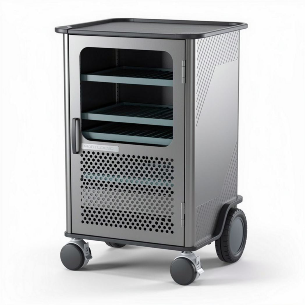Mobile storage cart with three shelves and durable metal construction 45 x 40 x 80cm
