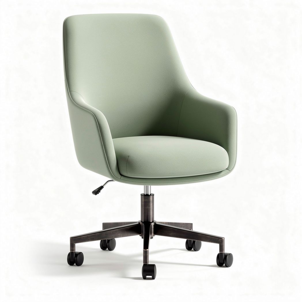 Green fabric office chair with swivel base and adjustable height 55 x 60 x 85cm
