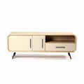 Wooden media console storage cabinet with sliding doors and legs 120 x 40 x 45cm