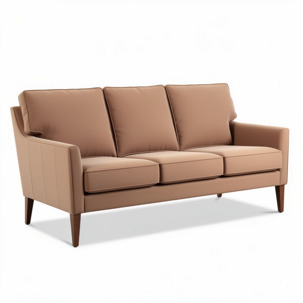 Mid-century modern gray sofa with tufted design and metal legs 200 x 90 x 85cm