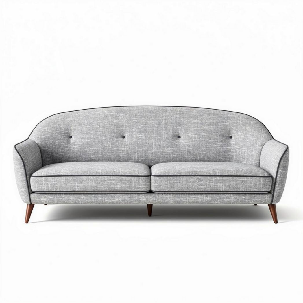 Fabric upholstered sofa with wooden legs in light gray 200 x 90 x 80cm